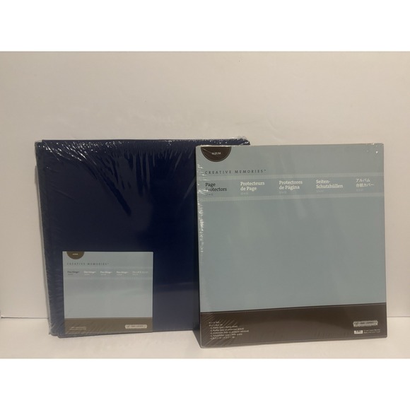 New Creative Memories Old Style 12x12 Navy Blue Album With‎ Page Protectors Vtg - Picture 1 of 7